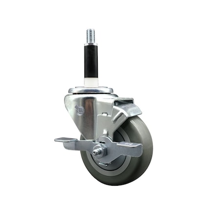 Service Caster 3.5'' Gray Poly Swivel 7/8'' Expanding Stem Caster with Brake SCC-EX20S3514-PPUB-TLB-78